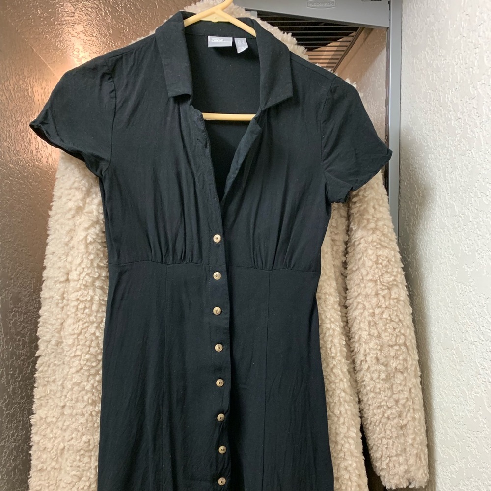 Black mini button down dress